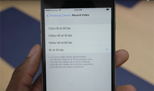 6GB版本的iPhone6s储存大约40分钟左右的4K视频