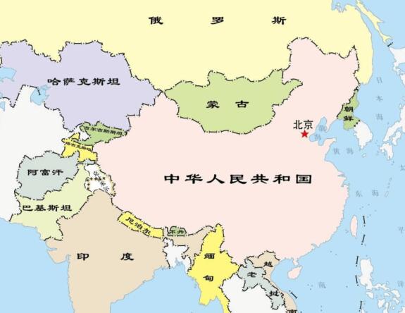 中国同14个国家在陆地上接壤，与6个国家在海上相邻